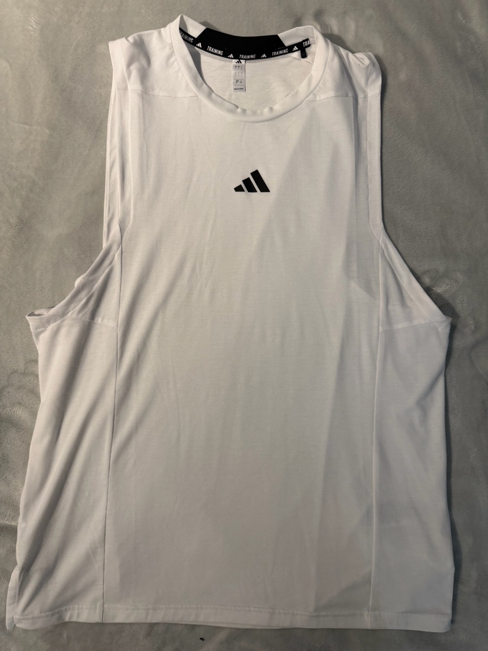 adidas White Long-Sleeve Performance Tee with Black Logo